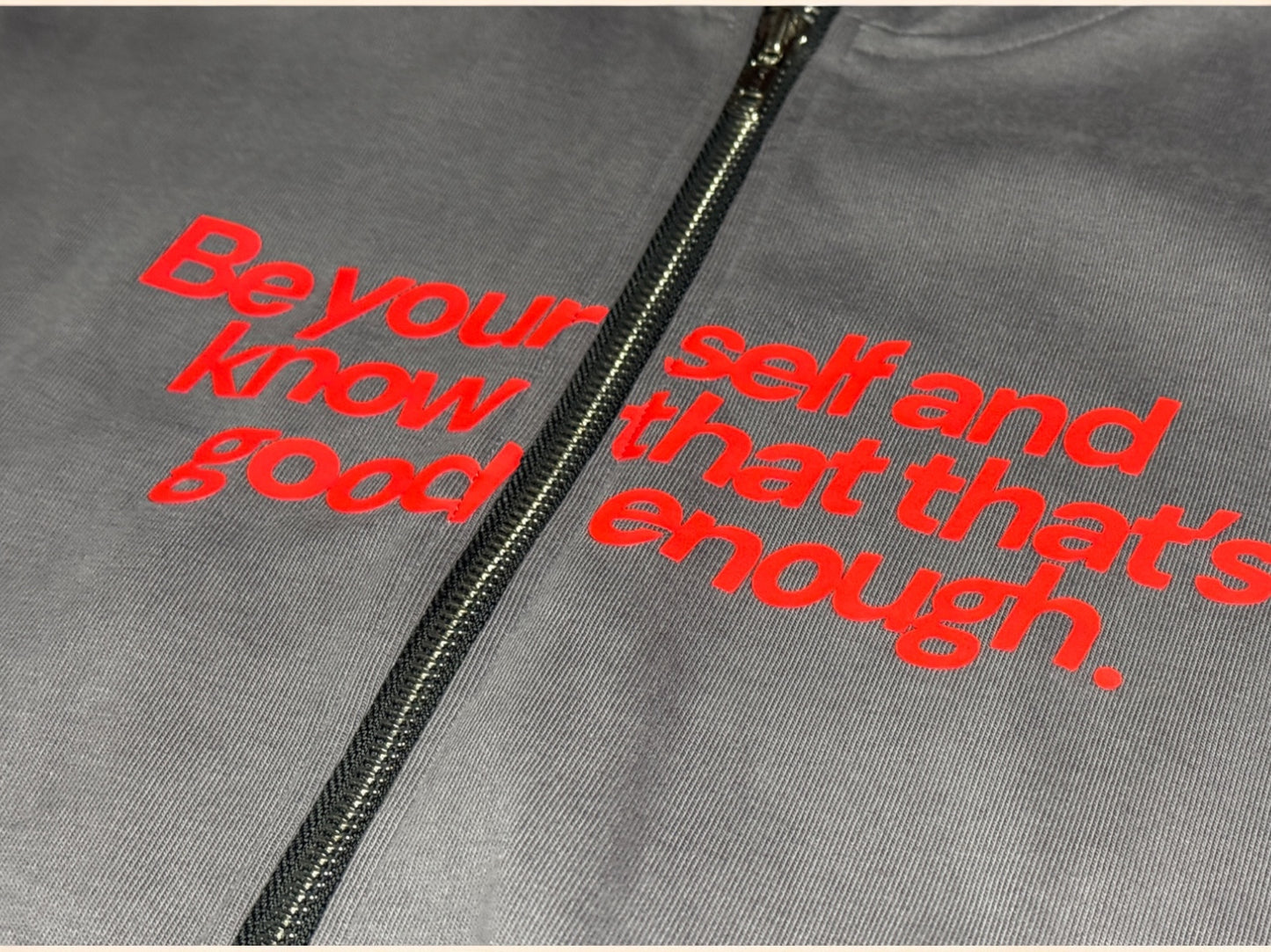 "be yourself" zip up
